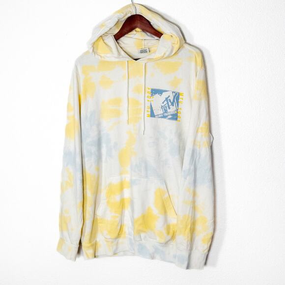 MTV Unisex Graphic Hoodie Tie Dye Retro Cloud-Dye Skatercore Streetwear Size L - Picture 1 of 8